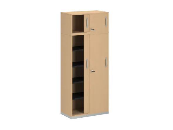 Armoire mélaminé FrameOne II - h. 191,5 x l. 80 cm - 4 tablettes - portes coulissantes + niche fermée
