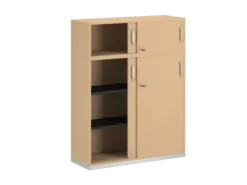 Armoire mélaminé FrameOne II - h. 154 x l. 120 cm - 4 demi-tablettes - portes coulissantes + niche fermée