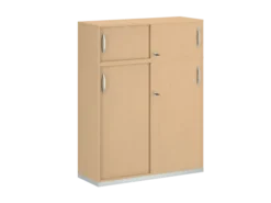 Armoire mélaminé FrameOne II - h. 154 x l. 120 cm - 4 demi-tablettes - portes coulissantes + niche fermée