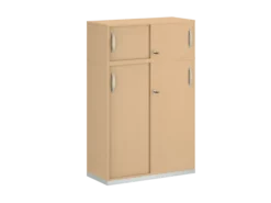 Armoire mélaminé FrameOne II - h. 154 x l. 100 cm - 4 demi-tablettes - portes coulissantes + niche fermée