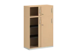 Armoire mélaminé FrameOne II - h. 154 x l. 100 cm - 4 demi-tablettes - portes coulissantes + niche fermée