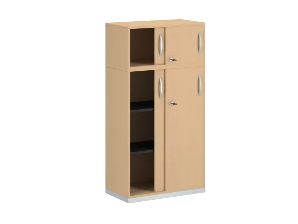 Armoire mélaminé FrameOne II - h. 154 x l. 80 cm - 2 tablettes - portes coulissantes + niche fermée