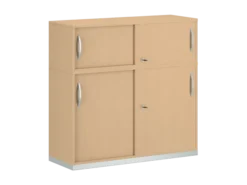Armoire mélaminé FrameOne II - h. 116,5 x l. 120 cm - 4 demi-tablettes - portes coulissantes + niche fermée