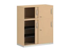 Armoire mélaminé FrameOne II - h. 116,5 x l. 100 cm - 4 demi-tablettes - portes coulissantes + niche fermée
