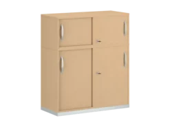 Armoire mélaminé FrameOne II - h. 116,5 x l. 100 cm - 4 demi-tablettes - portes coulissantes + niche fermée