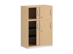 Armoire mélaminé FrameOne II - h. 116,5 x l. 80 cm - 2 tablettes - portes coulissantes + niche fermée
