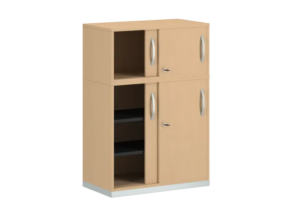 Armoire mélaminé FrameOne II - h. 116,5 x l. 80 cm - 2 tablettes - portes coulissantes + niche fermée