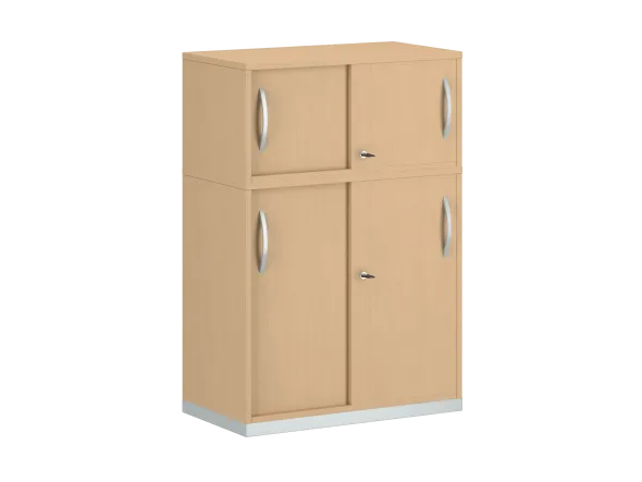 Armoire mélaminé FrameOne II - h. 116,5 x l. 80 cm - 2 tablettes - portes coulissantes + niche fermée
