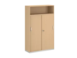 Armoire mélaminé FrameOne II - h. 191,5 x l. 120 cm - 8 demi-tablettes - portes coulissantes + niche ouverte