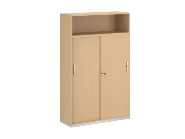 Armoire mélaminé FrameOne II - h. 191,5 x l. 120 cm - 8 demi-tablettes - portes coulissantes + niche ouverte