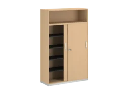 Armoire mélaminé FrameOne II - h. 191,5 x l. 120 cm - 8 demi-tablettes - portes coulissantes + niche ouverte
