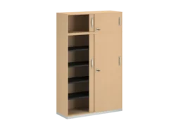 Armoire mélaminé FrameOne II - h. 191,5 x l. 120 cm - 8 demi-tablettes - portes coulissantes + niche fermée