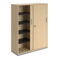 Armoire mélaminé FrameOne II - h. 154 x l. 120 cm - 8 demi-tablettes - portes coulissantes