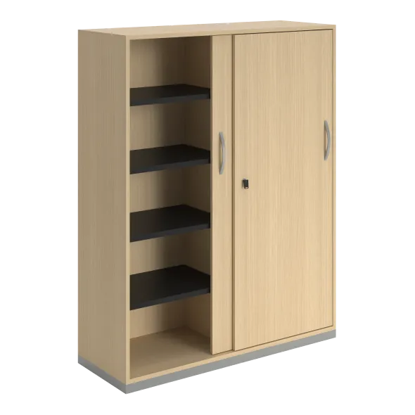 Armoire mélaminé FrameOne II - h. 154 x l. 120 cm - 8 demi-tablettes - portes coulissantes