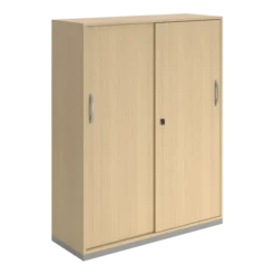 Armoire mélaminé FrameOne II - h. 154 x l. 120 cm - 8 demi-tablettes - portes coulissantes