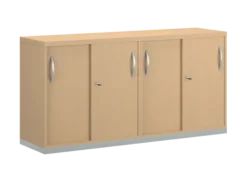 Armoire mélaminé FrameOne II - l. 160 x h. 79 cm - 4 tablettes - portes coulissantes - avec coiffe