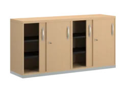 Armoire mélaminé FrameOne II - l. 160 x h. 79 cm - 4 tablettes - portes coulissantes - avec coiffe