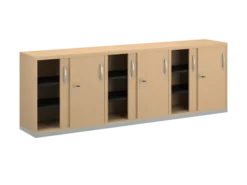 Armoire mélaminé FrameOne II - l. 240 x h. 79 cm - 6 tablettes - portes coulissantes - avec coiffe