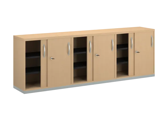 Armoire mélaminé FrameOne II - l. 240 x h. 79 cm - 6 tablettes - portes coulissantes - avec coiffe