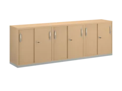 Armoire mélaminé FrameOne II - l. 240 x h. 79 cm - 6 tablettes - portes coulissantes - avec coiffe