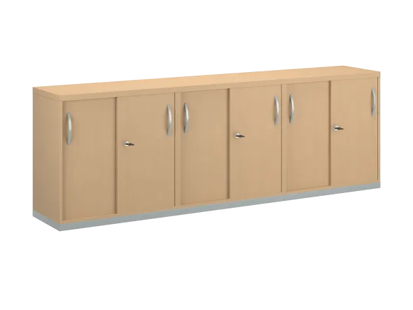 Armoire mélaminé FrameOne II - l. 240 x h. 79 cm - 6 tablettes - portes coulissantes - avec coiffe