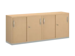 Armoire mélaminé FrameOne II - l. 200 x h. 79 cm - 8 demi-tablettes - portes coulissantes - avec coiffe