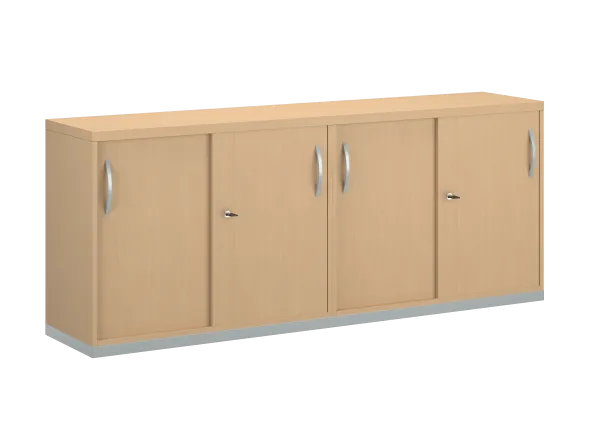 Armoire mélaminé FrameOne II - l. 200 x h. 79 cm - 8 demi-tablettes - portes coulissantes - avec coiffe