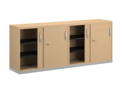 Armoire mélaminé FrameOne II - l. 200 x h. 79 cm - 8 demi-tablettes - portes coulissantes - avec coiffe