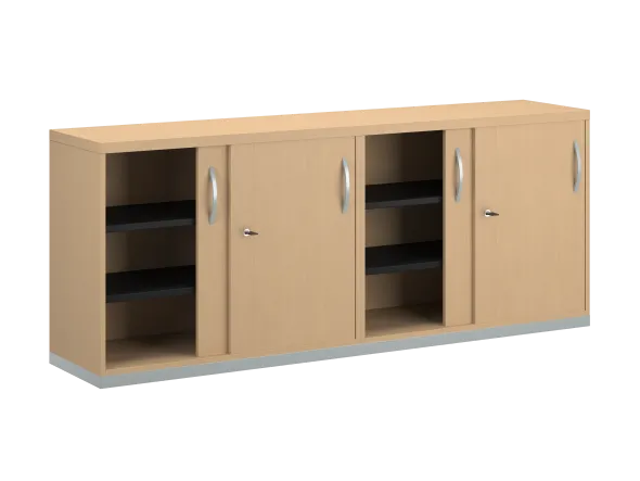 Armoire mélaminé FrameOne II - l. 200 x h. 79 cm - 8 demi-tablettes - portes coulissantes - avec coiffe