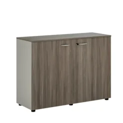 Armoire mélaminé Léandre Manager - h. 87,8 x l. 120 cm - 1 tablette métal - portes battantes