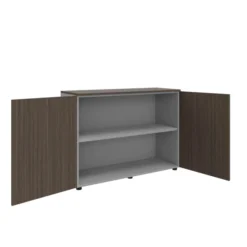 Armoire mélaminé Léandre Manager - h. 87,8 x l. 120 cm - 1 tablette métal - portes battantes
