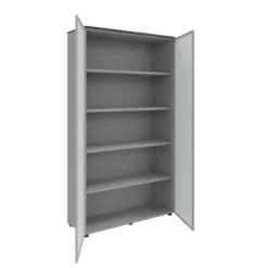Armoire mélaminé Léandre Manager - h. 215,8 x l. 120 cm - 4 tablettes mélaminé - portes vitrées