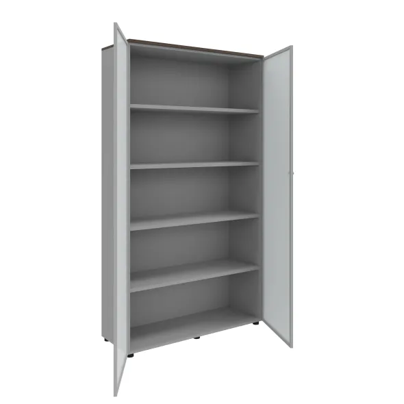Armoire mélaminé Léandre Manager - h. 215,8 x l. 120 cm - 4 tablettes mélaminé - portes vitrées