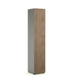 Armoire mélaminé Léandre Manager - h. 215,8 x l. 43 cm - 4 tablettes métal - porte battante