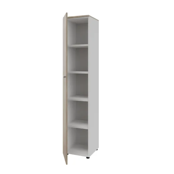 Armoire mélaminé Léandre Manager - h. 215,8 x l. 43 cm - 4 tablettes métal - porte battante