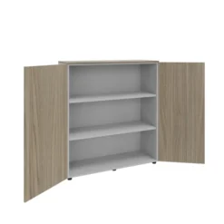 Armoire mélaminé Léandre Manager - h. 132,8 x l. 120 cm - 2 tablettes métal - portes battantes