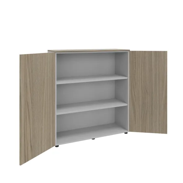 Armoire mélaminé Léandre Manager - h. 132,8 x l. 120 cm - 2 tablettes métal - portes battantes