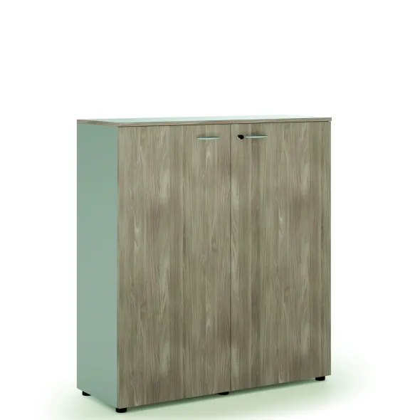 Armoire mélaminé Léandre Manager - h. 132,8 x l. 120 cm - 2 tablettes métal - portes battantes
