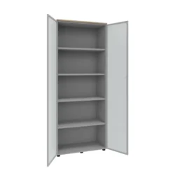 Armoire mélaminé Léandre Manager - h. 215,8 x l. 86 cm - 4 tablettes mélaminé - portes vitrées