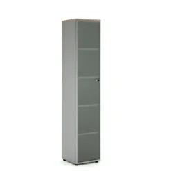 Armoire mélaminé Léandre Manager - h. 215,8 x l. 43 cm - 4 tablettes mélaminé - porte vitrée