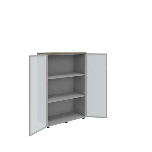 Armoire mélaminé Léandre Manager - h. 132,8 x l. 86 cm - 2 tablettes mélaminé - portes vitrées