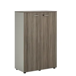 Armoire mélaminé Léandre Manager - h. 132,8 x l. 86 cm - 2 tablettes métal - portes battantes