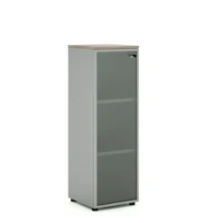 Armoire mélaminé Léandre Manager - h. 132,8 x l. 43 cm - 2 tablettes mélaminé - porte vitrée