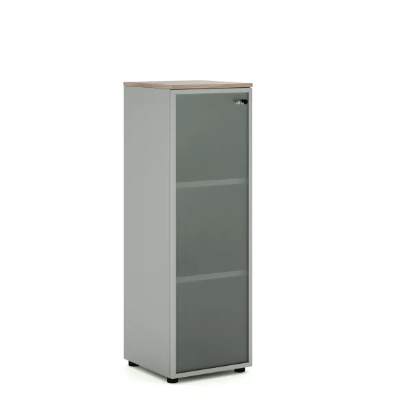 Armoire mélaminé Léandre Manager - h. 132,8 x l. 43 cm - 2 tablettes mélaminé - porte vitrée
