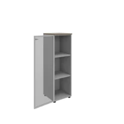 Armoire mélaminé Léandre Manager - h. 132,8 x l. 43 cm - 2 tablettes mélaminé - porte vitrée