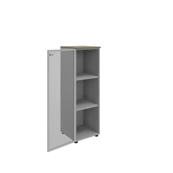 Armoire mélaminé Léandre Manager - h. 132,8 x l. 43 cm - 2 tablettes mélaminé - porte vitrée