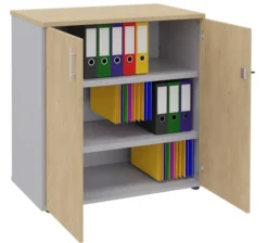 Armoire mélaminé Majesty - h. 102 x l. 100 cm - 2 tablettes métal - portes battantes