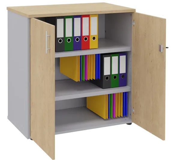 Armoire mélaminé Majesty - h. 102 x l. 100 cm - 2 tablettes métal - portes battantes