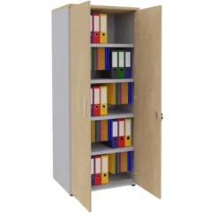 Armoire mélaminé Majesty - h. 183 x l. 80 cm - 4 tablettes métal - portes battantes