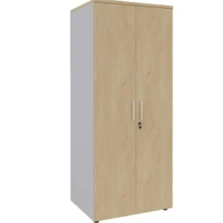Armoire mélaminé Majesty - h. 183 x l. 80 cm - 4 tablettes métal - portes battantes